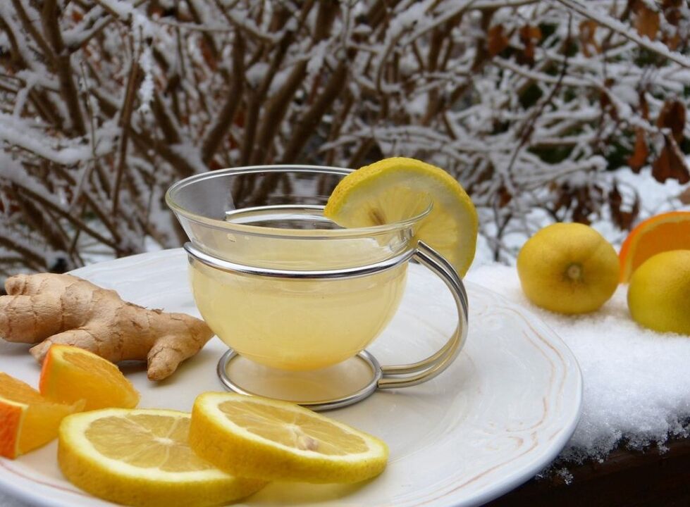 tea with lemon based on ginger for strength